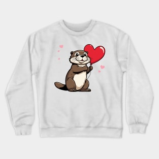 Otter Heart Balloon - Valentines Day Crewneck Sweatshirt